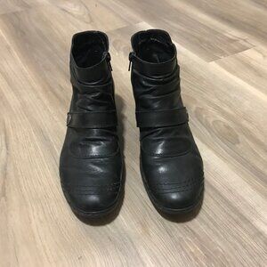Rieker Ladies Black Leather Ankle Boots Size 41